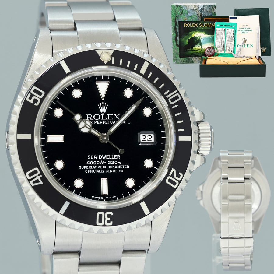 1993 PAPERS PAPERS MINT Rolex Sea-Dweller Steel 16600 Black 40mm Watch Box