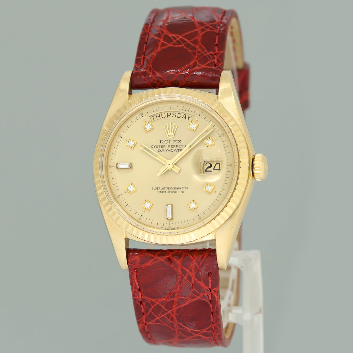 MINT Rolex Day-Date President 1803 Champagne Pie Pan Diamond Yellow Gold 36mm Watch