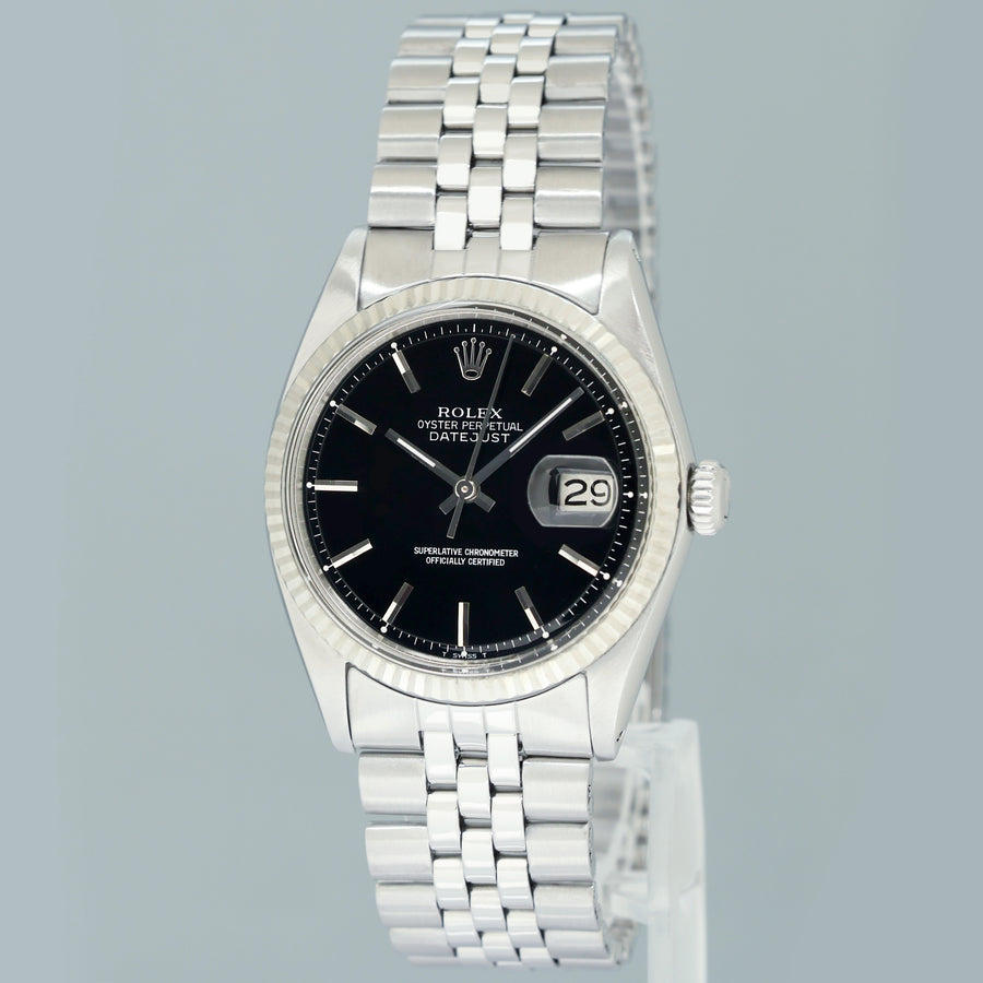 Rolex DateJust 36mm Black Stick 1601 Jubilee Steel Watch Box