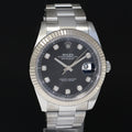 2024 NEW PAPERS Rolex DateJust 41 126334 Black Diamond White Gold 41mm Fluted Oyster Watch Box