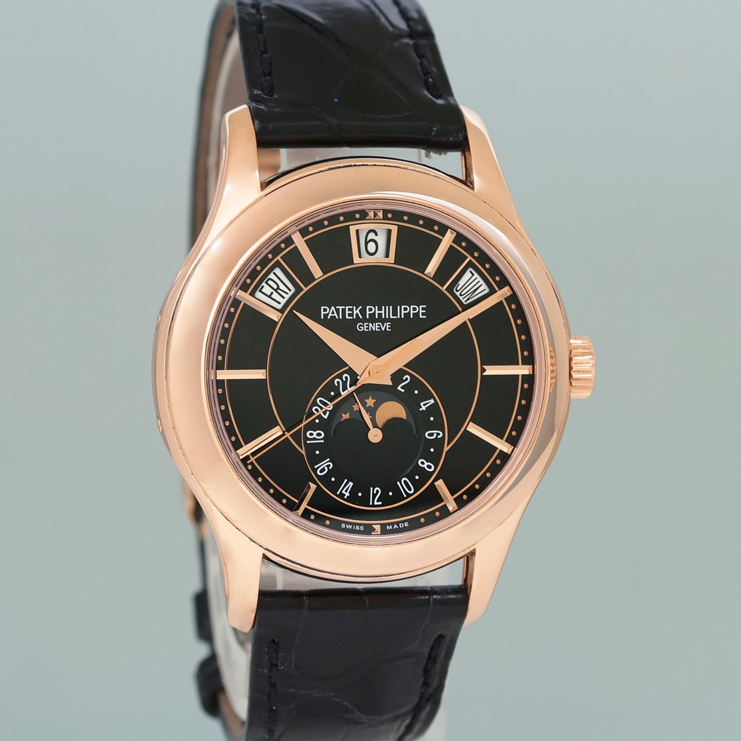 MINT PAPERS Patek Philippe 5205R Rose Gold Annual Calendar Moon Deployant Watch
