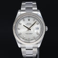 2016 MINT Rolex Datejust 2 41mm Silver Diamond 116334 White Gold Fluted Watch Box