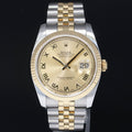 PAPERS 2017 MINT Rolex 116233 DateJust Jubilee Two Tone Gold Champagne Roman 36mm Watch