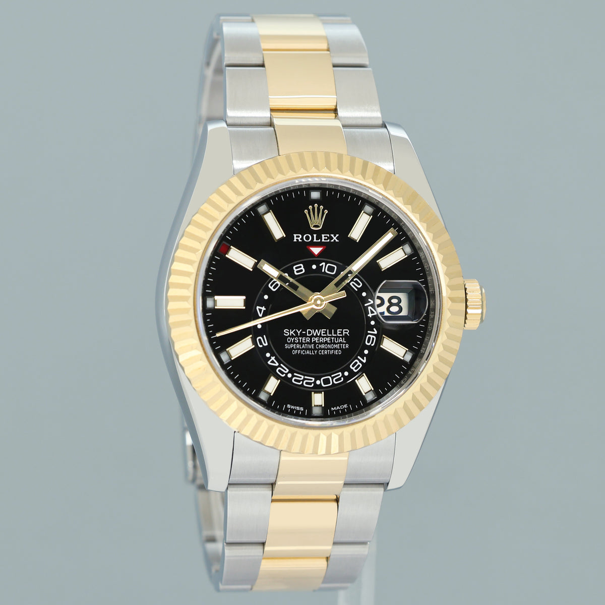 2020 NEW PAPERS Rolex Sky-Dweller 326933 Black Two Tone Gold Steel 42mm Watch Box