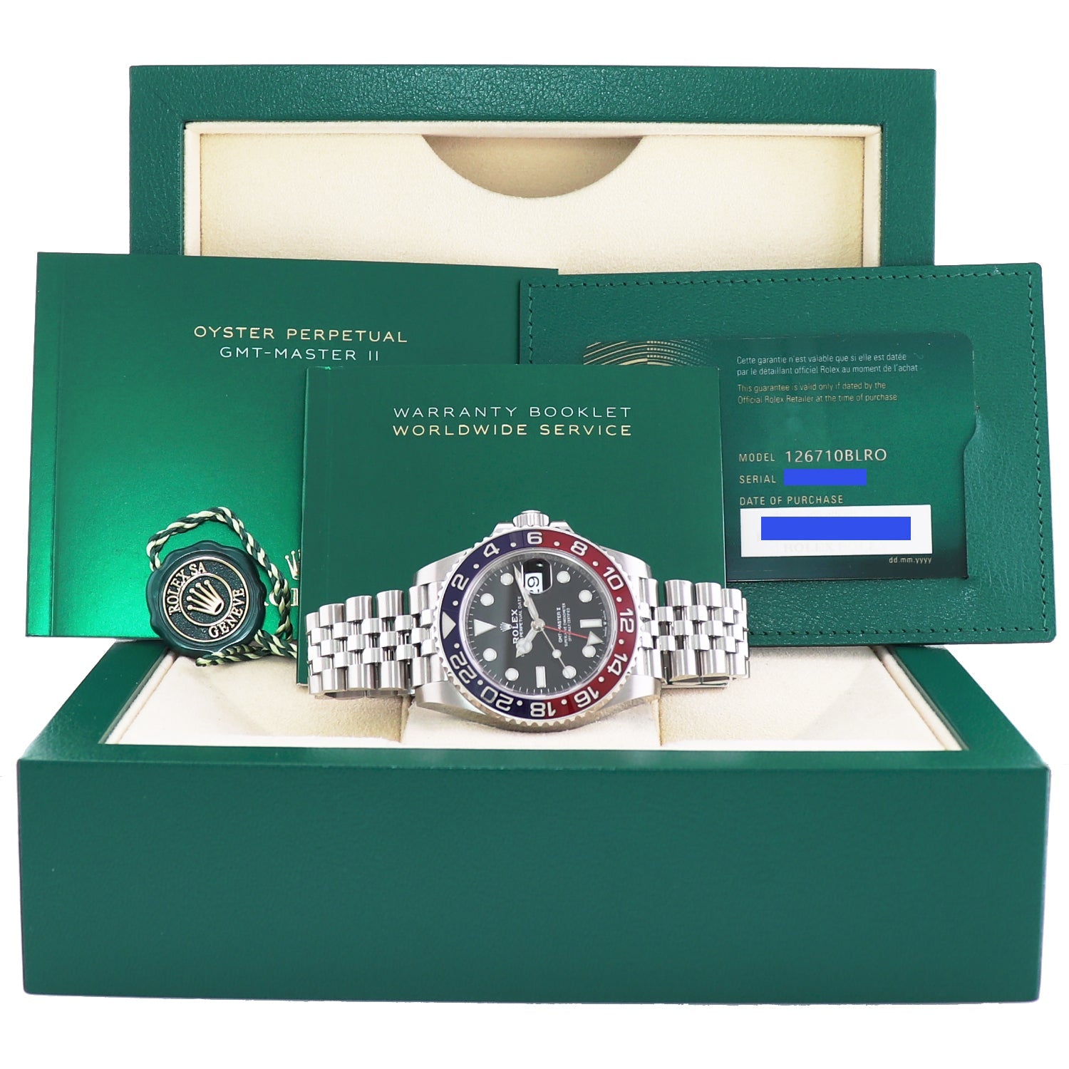 2021 NEW PAPERS Rolex 126710 BLRO GMT Master PEPSI Blue Ceramic Jubilee Watch Box Huntington Watch