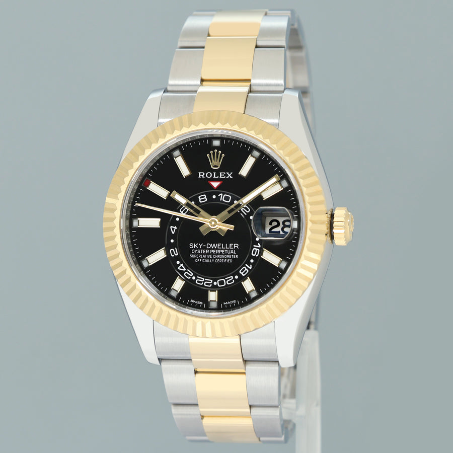 2020 NEW PAPERS Rolex Sky-Dweller 326933 Black Two Tone Gold Steel 42mm Watch Box
