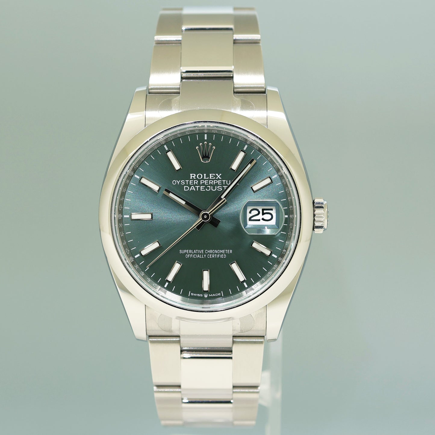 NEW 2023 PAPERS Rolex DateJust 36mm 126200 Steel Oyster Green Dial Watch Box