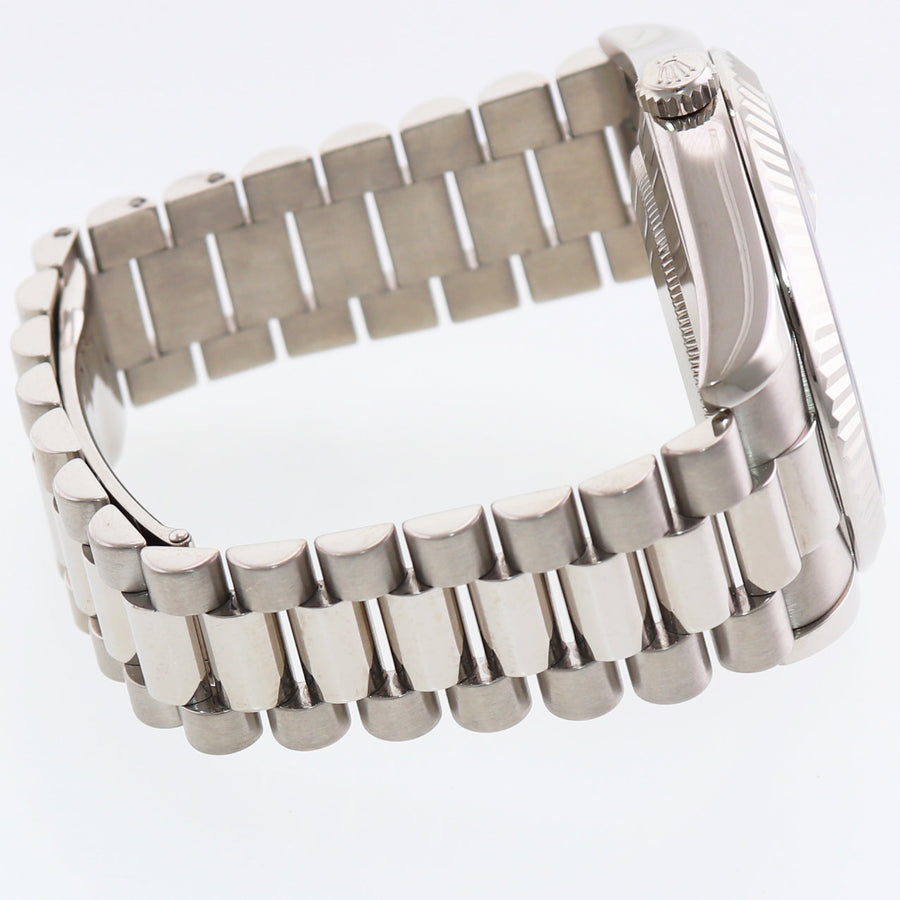 MINT ROLEX Day Date 218239 White Gold 41MM President Silver Diamond Watch Box