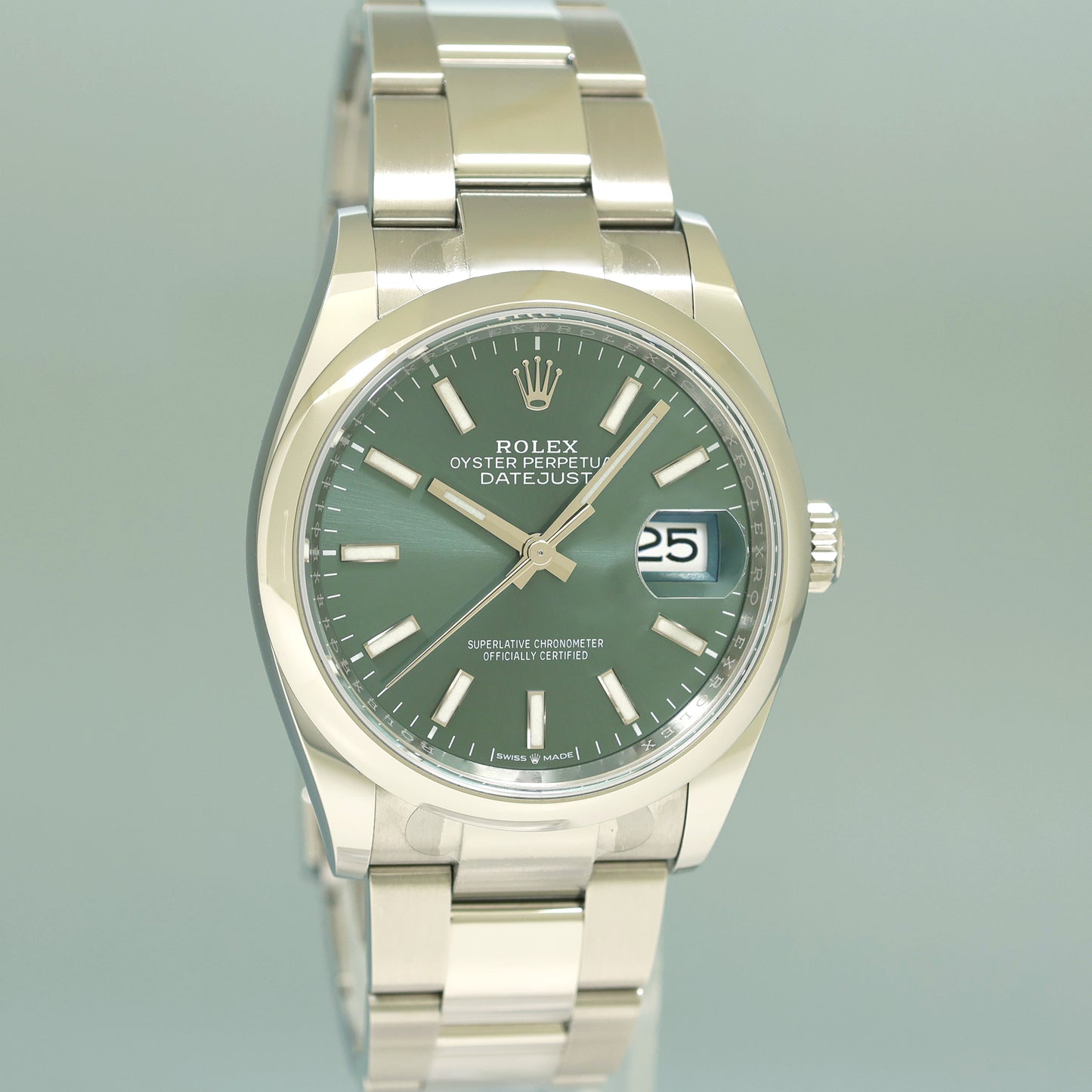 NEW 2023 PAPERS Rolex DateJust 36mm 126200 Steel Oyster Green Dial Watch Box
