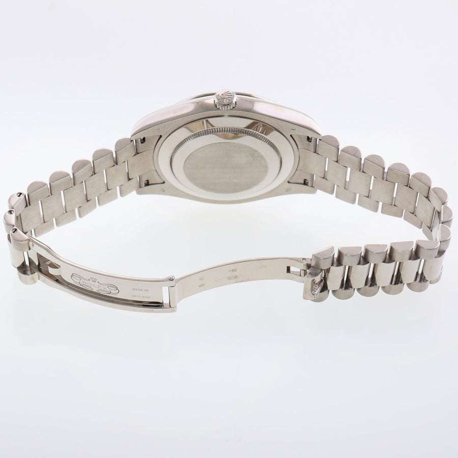 MINT ROLEX Day Date 218239 White Gold 41MM President Silver Diamond Watch Box