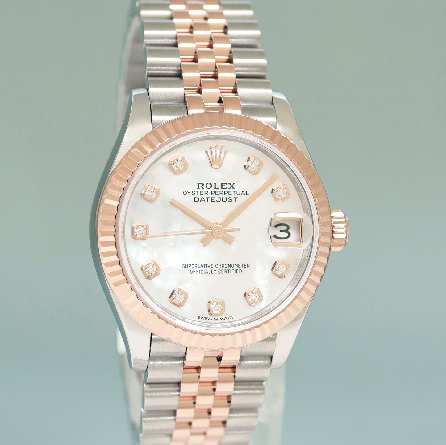 2024 NEW Rolex DateJust Rose Gold Two Tone Steel 31mm 278271 Mother of Pearl Diamond Watch