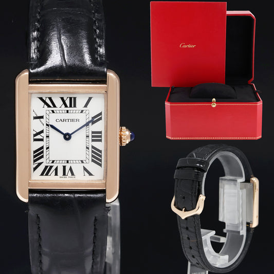 PAPERS Cartier Tank Solo W5200024 3168 Rose Gold White Roman Quartz Watch