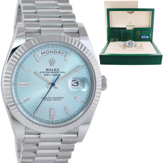2026 NEW PAPERS Rolex Platinum President Blue Baguette Diamond 228236 Watch Box