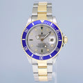 MINT Rolex Submariner 16613 Two Tone Yellow Gold Silver Serti Diamond Watch Box