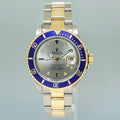 MINT Rolex Submariner 16613 Two Tone Yellow Gold Silver Serti Diamond Watch Box
