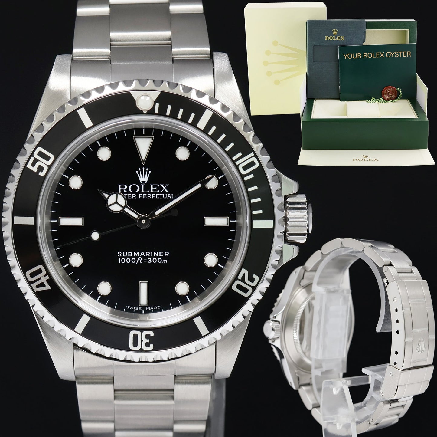 MINT Rolex Submariner No-Date 2 Line Dial 14060 Steel Black 40mm Watch Box