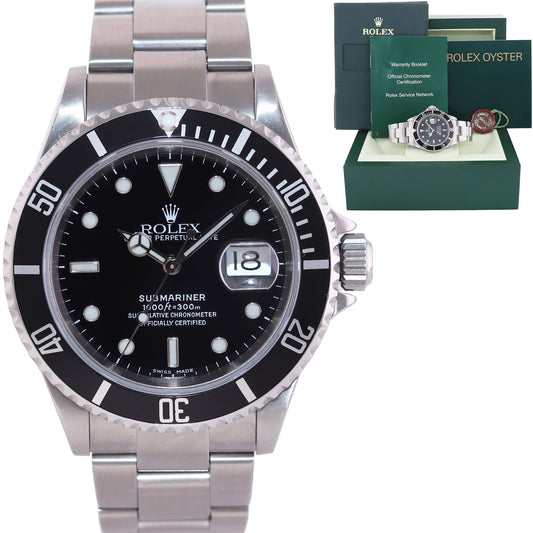 2007 MINT Rolex Submariner Date 16610 Steel Black 40mm Oyster Watch Box