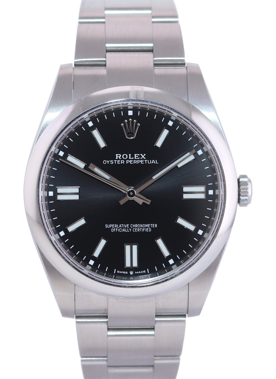 2021 NEW PAPERS Rolex 124300 Oyster Perpetual Steel 41mm Black Watch Box