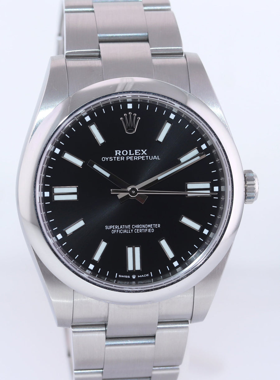 2021 NEW PAPERS Rolex 124300 Oyster Perpetual Steel 41mm Black Watch Box