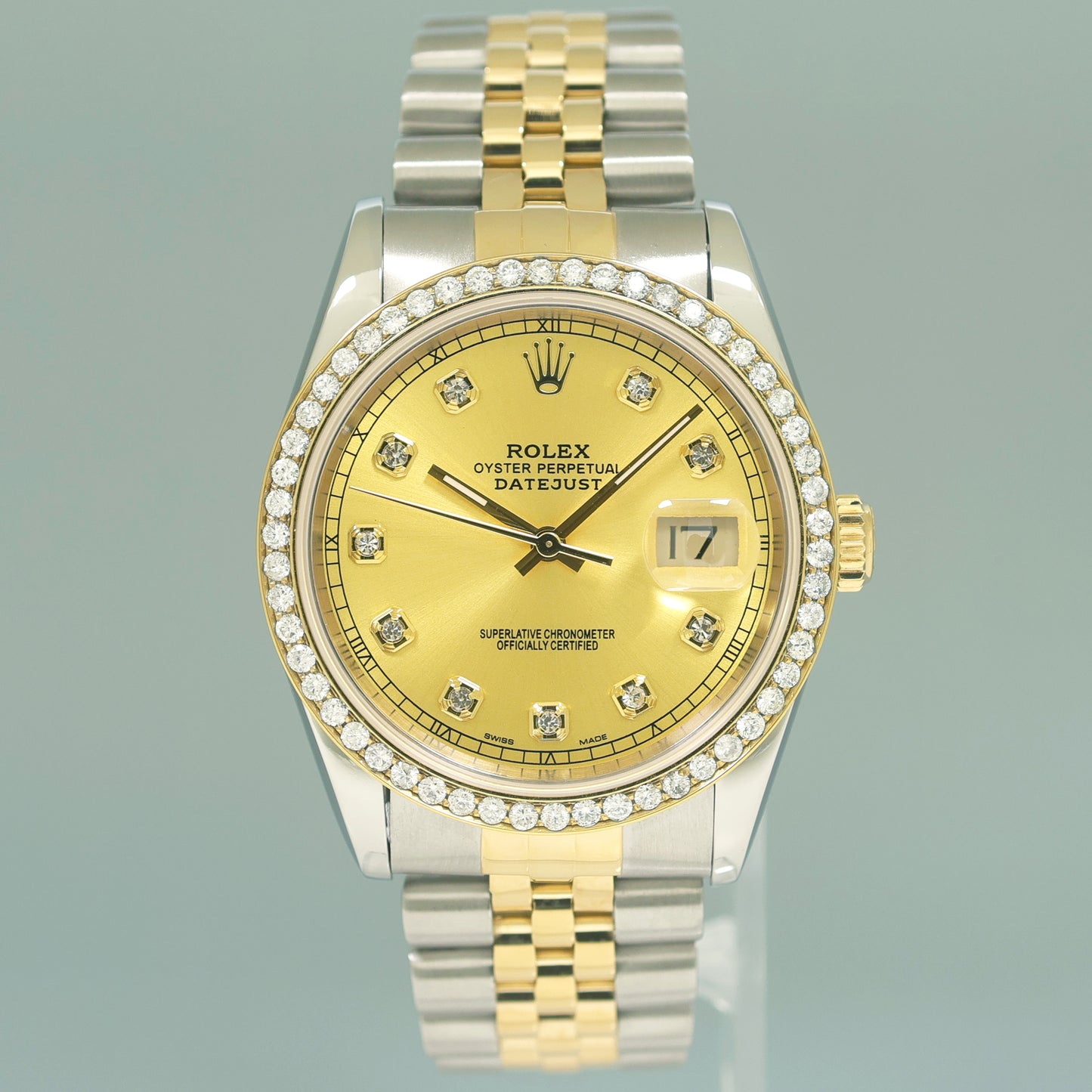Rolex DateJust 16233 Two-Tone Yellow Gold 36mm Champagne Diamond Jubilee Watch
