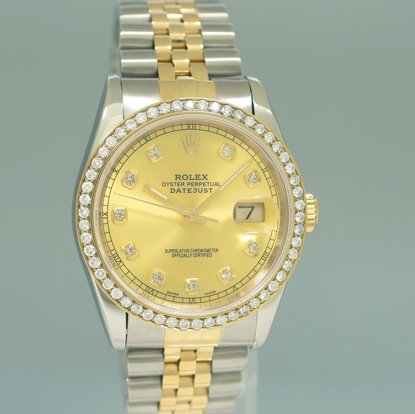 Rolex DateJust 16233 Two-Tone Yellow Gold 36mm Champagne Diamond Jubilee Watch