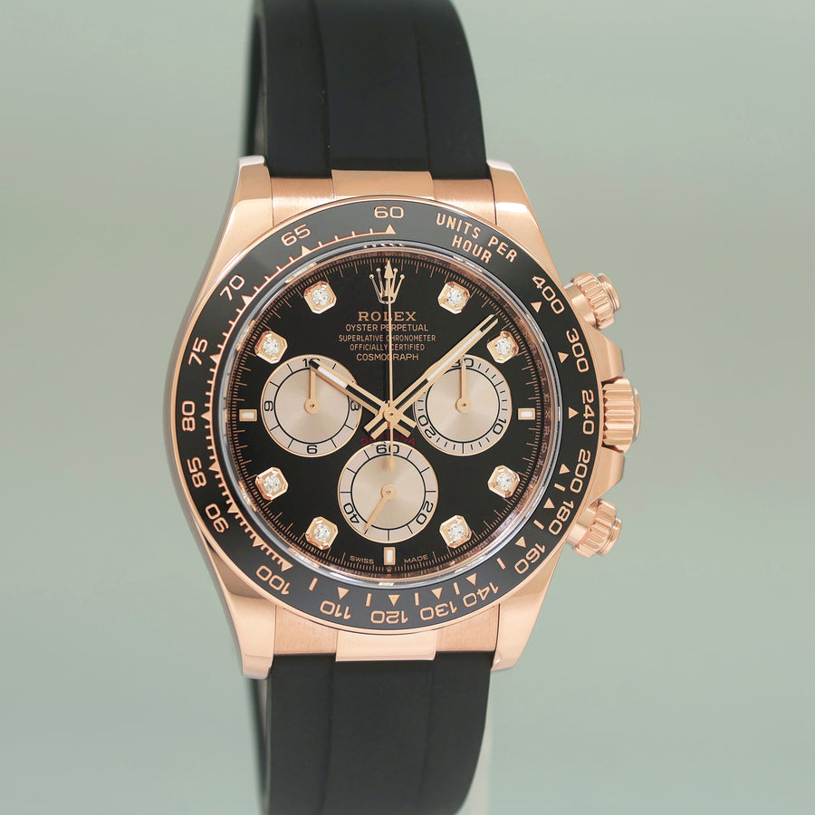 2026 MINT Rolex 126515LN Daytona Rose Gold Ceramic Oysterflex Diamond Watch Box