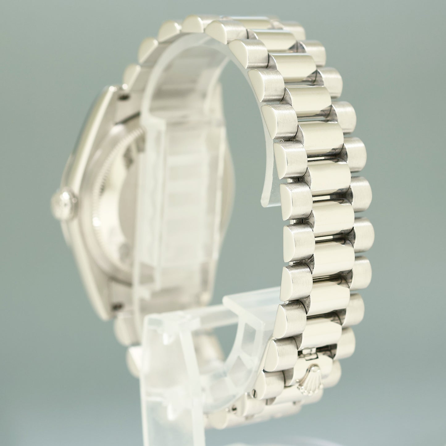 MINT Rolex 118296 Platinum President Glacier Blue Stick Diamond Day Date 36mm Watch