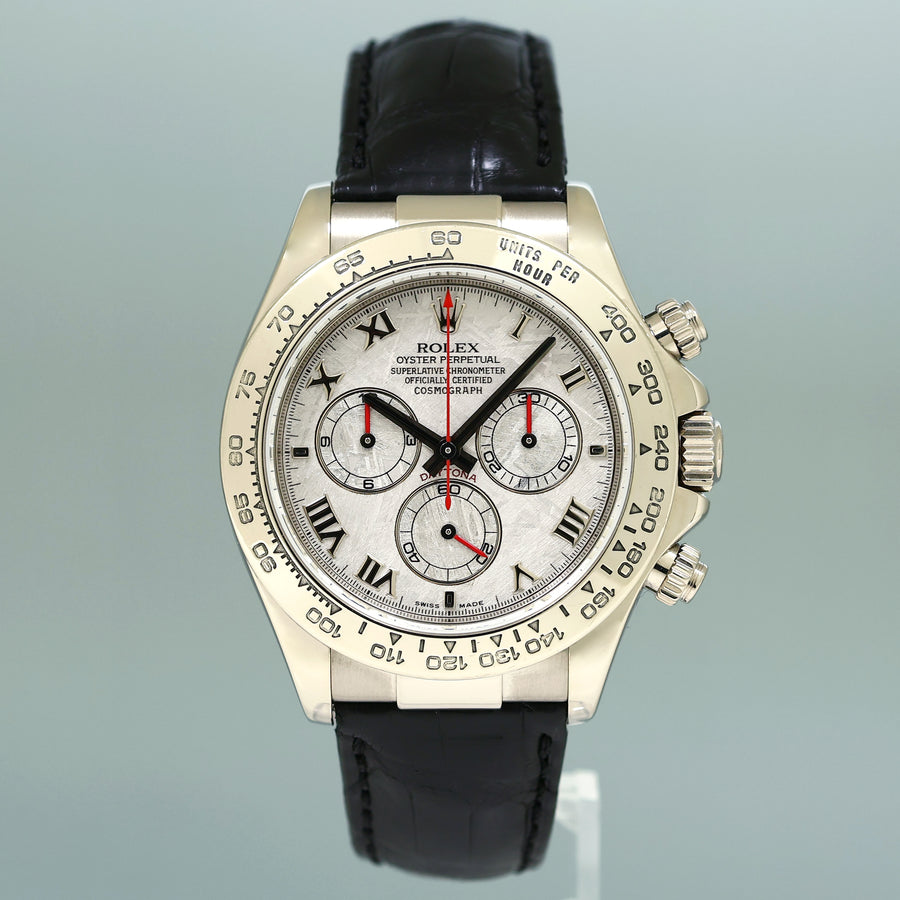 MINT 2005 PAPERS Rolex Daytona White Gold 116519 Meteorite Roman Leather Watch Box