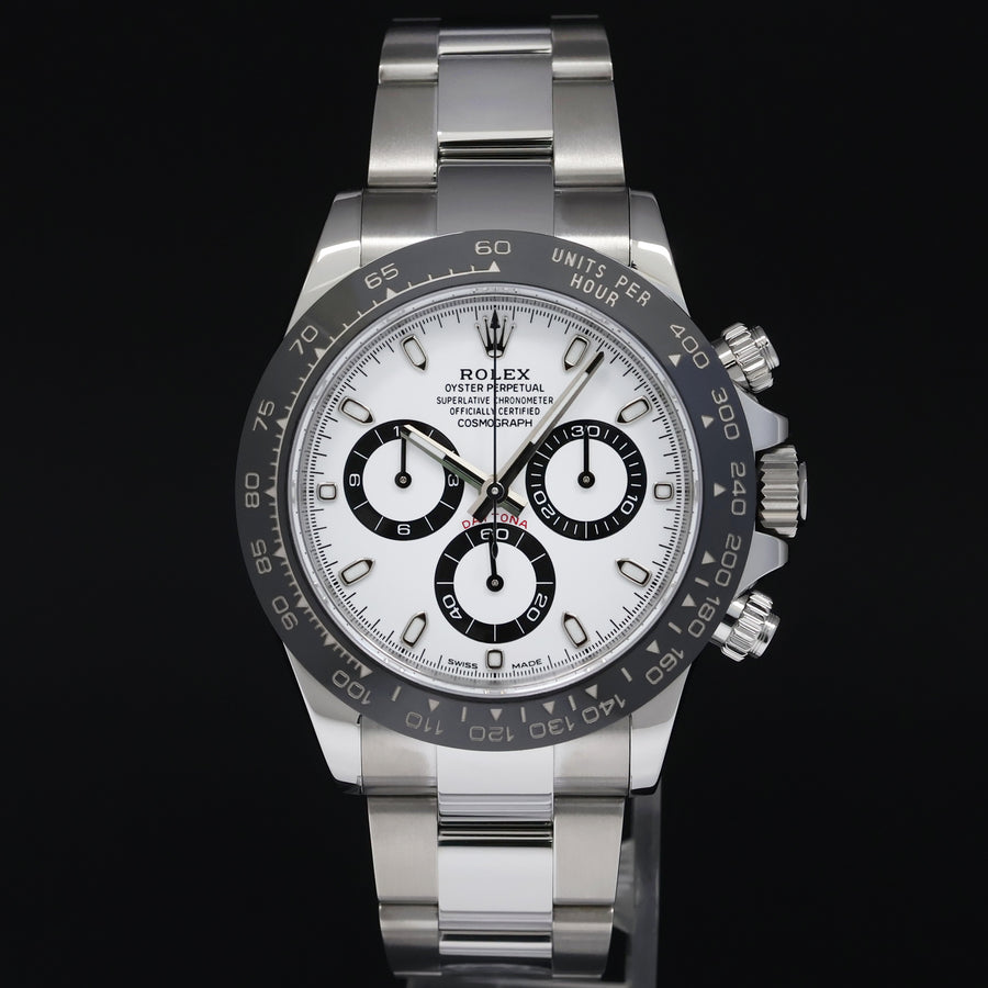 2020 MINT PAPERS Rolex 116500LN Daytona White Ceramic Panda Chrono 40mm Steel Watch