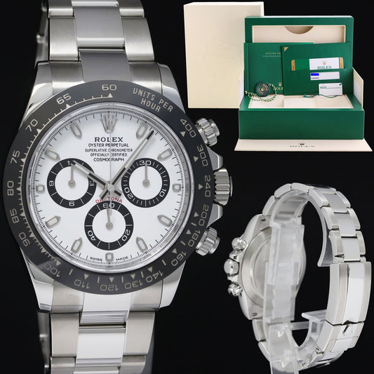 2018 PAPERS Rolex Daytona 116500LN White Ceramic Panda Chrono 40mm Steel Watch