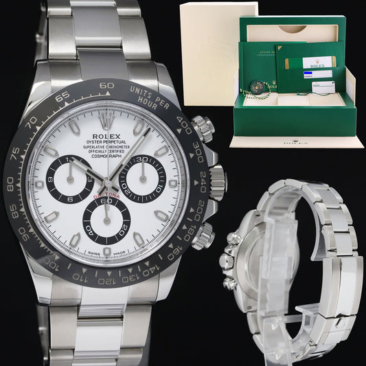 MINT PAPERS Rolex Daytona 116500LN White Ceramic Panda Chrono 40mm Steel Watch