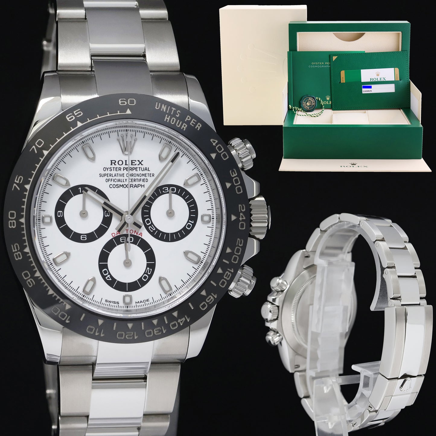 2020 MINT PAPERS Rolex 116500LN Daytona White Ceramic Panda Chrono 40mm Steel Watch