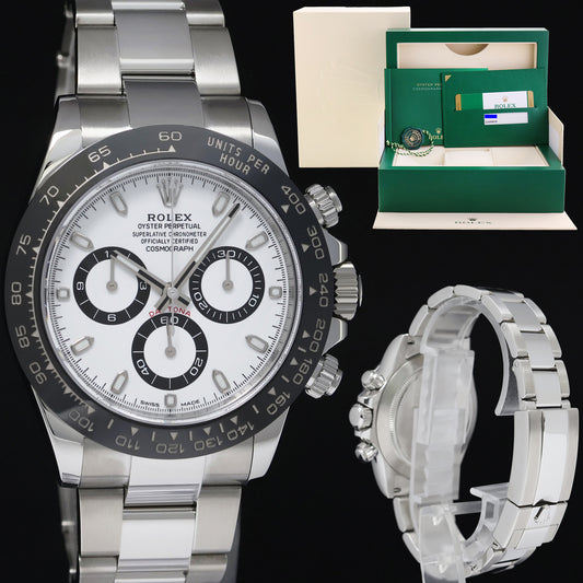 2020 MINT PAPERS Rolex 116500LN Daytona White Ceramic Panda Chrono 40mm Steel Watch