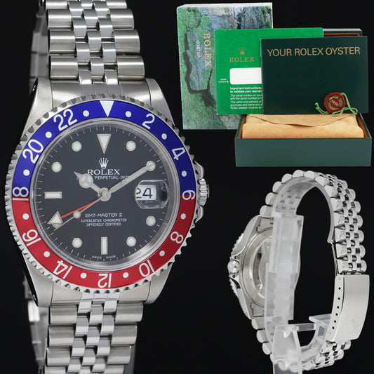 2001 MINT Rolex GMT-Master Pepsi Blue Red Jubilee Steel 16710 Watch Box