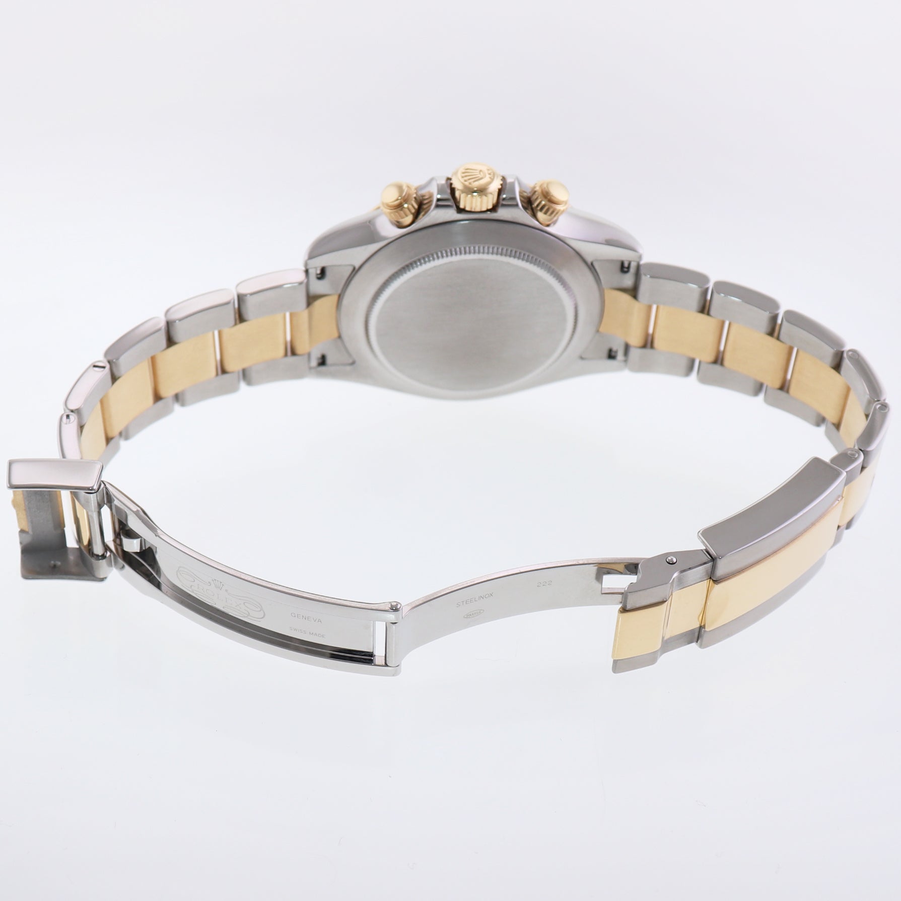 MINT Rolex Daytona 116523 White  Panda Arabic Steel Yellow Gold Two Tone Watch