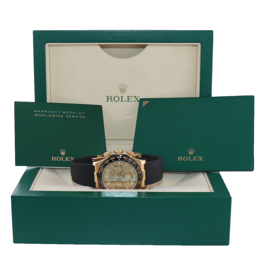 MINT 2022 Rolex Oysterflex Daytona 116518LN Gold Champagne Ceramic Watch