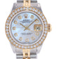 Dimond Pearl Ladies Rolex DateJust 26mm 69173 Two Tone 18k Gold Steel Watch