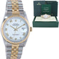 MINT Rolex DateJust 36mm White Roman 16233 Two Tone Steel Jubilee Watch Box