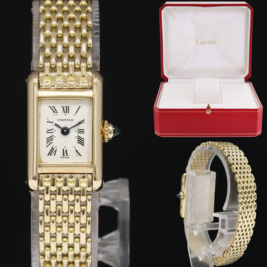 Cartier Tank Louis 1141 18k Yellow Gold White Roman Quartz Ladies 18x25mm Watch