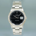 MINT Rolex DateJust 16264 Turn-O-Graph Black Stick Oyster White Gold 36mm Watch Box