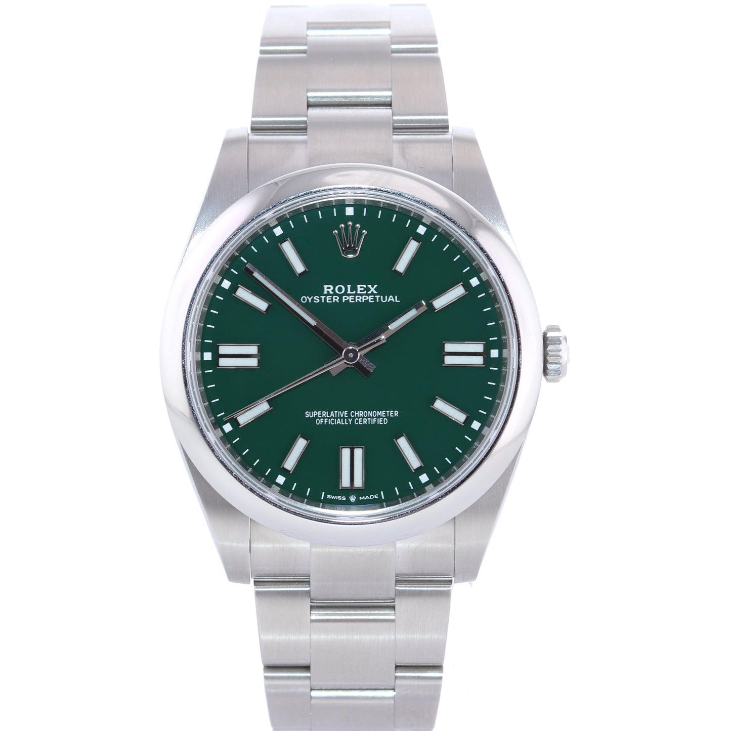2023 MINT ROLEX 124300 Oyster Perpetual 41mm Green Watch Box