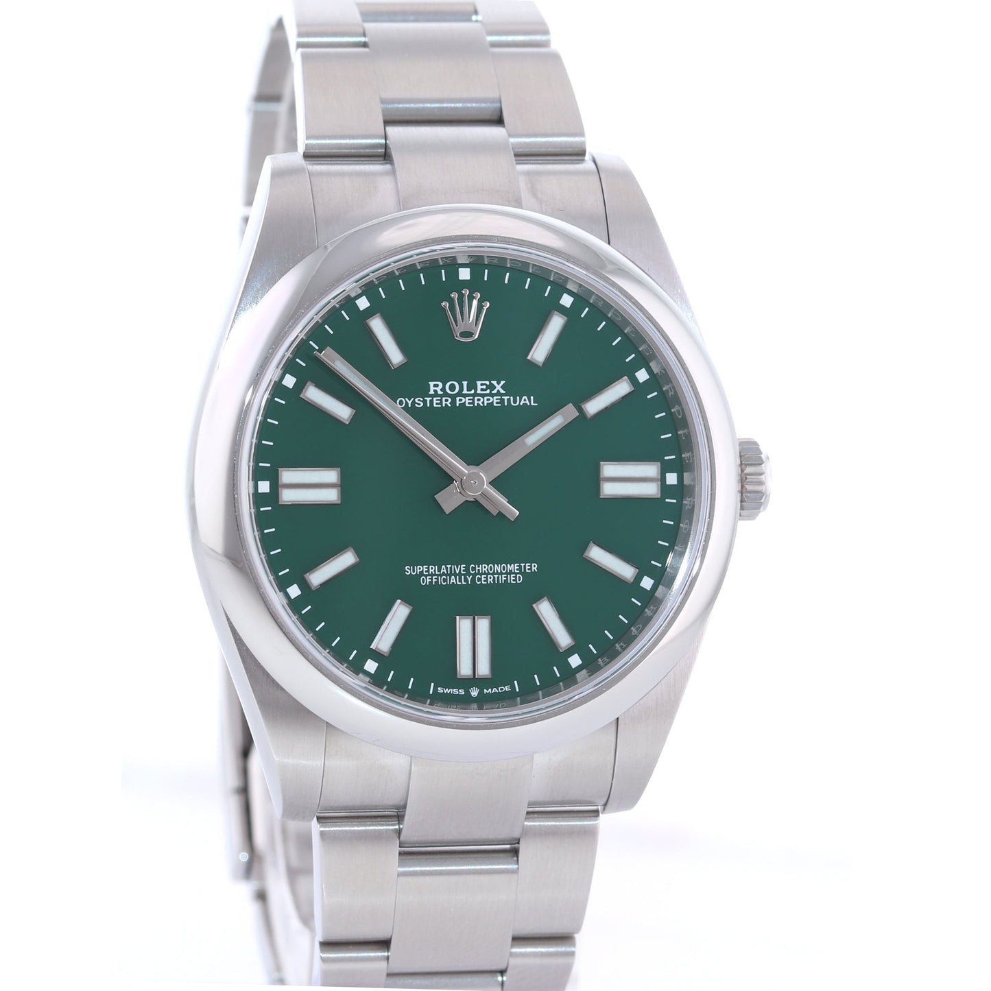 2023 MINT ROLEX 124300 Oyster Perpetual 41mm Green Watch Box