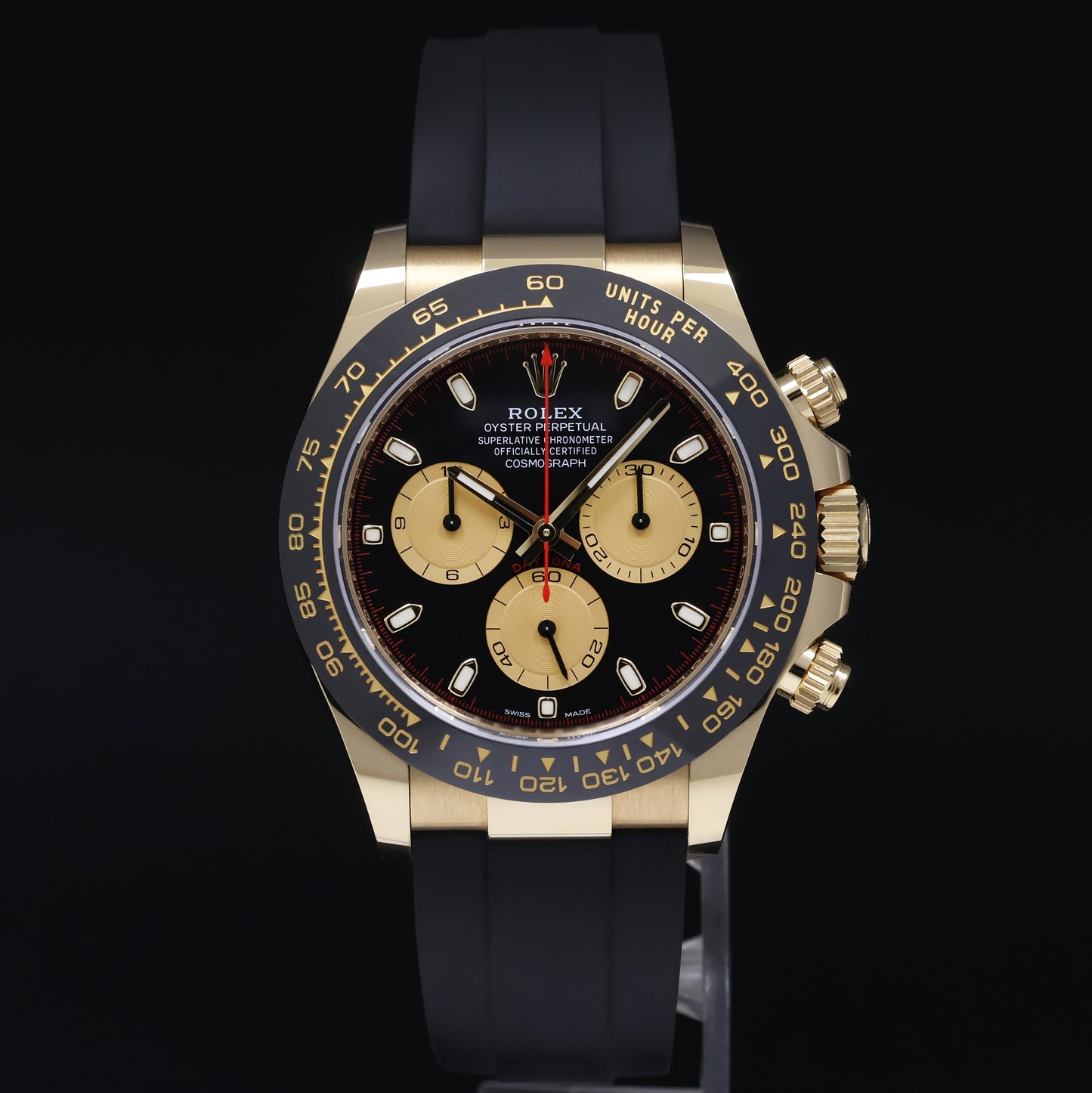 2021 MINT Rolex Oysterflex Daytona 116518LN Yellow Gold Black Paul Newman Watch