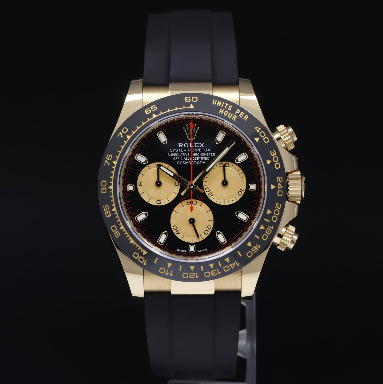 2021 MINT Rolex Oysterflex Daytona 116518LN Yellow Gold Black Paul Newman Watch