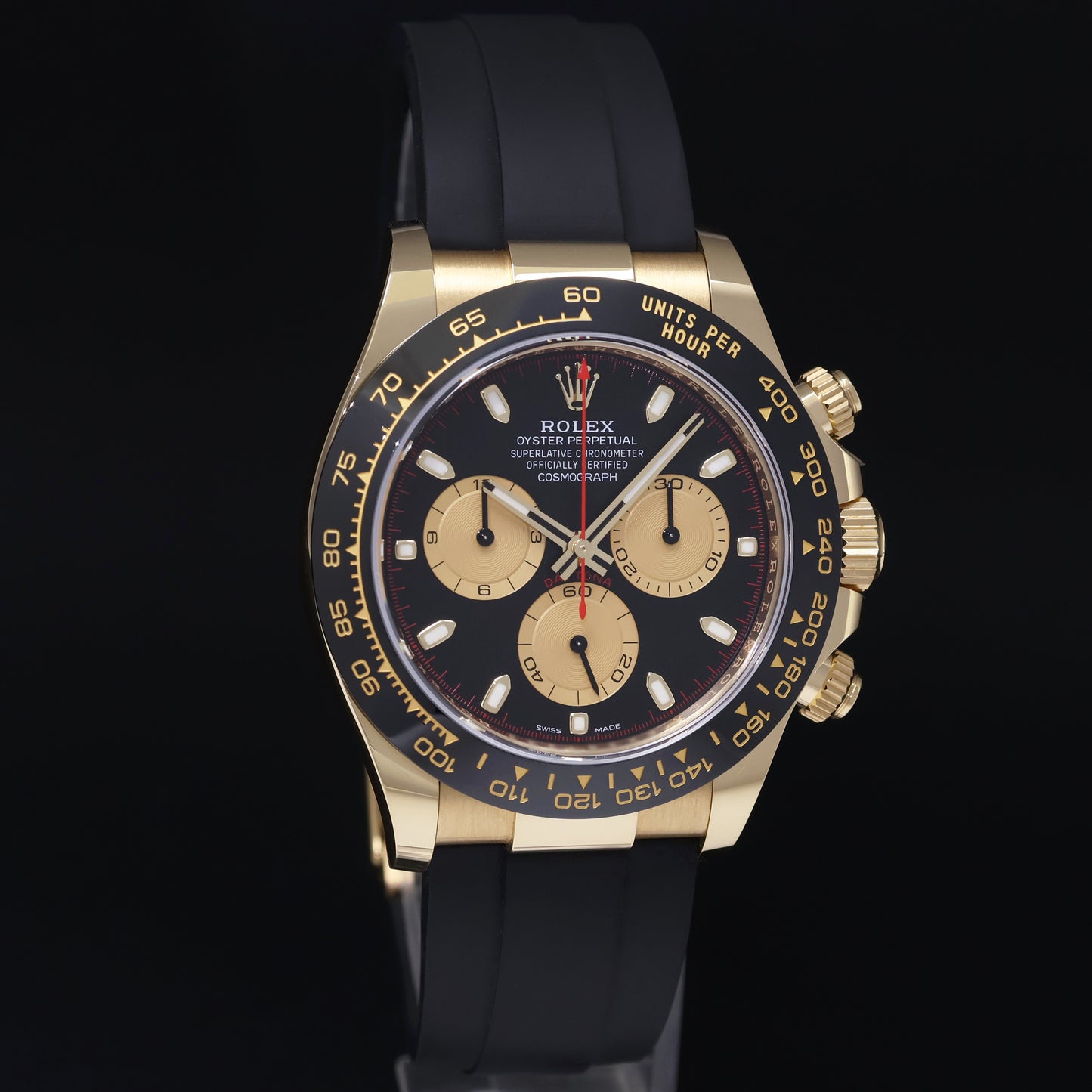 2021 MINT Rolex Oysterflex Daytona 116518LN Yellow Gold Black Paul Newman Watch