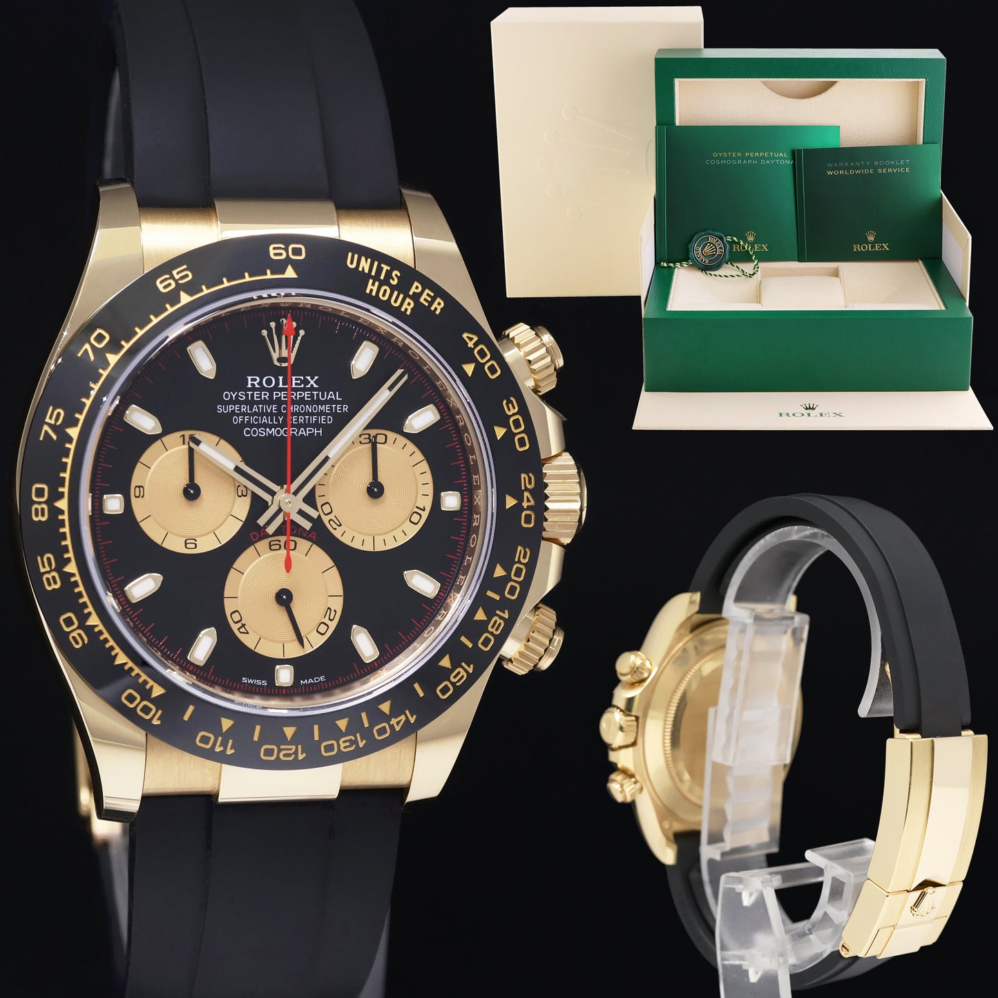 2021 MINT Rolex Oysterflex Daytona 116518LN Yellow Gold Black Paul Newman Watch