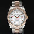 2004 Rolex DateJust 36mm Turn-O-Graph 116261 Rose Gold Two Tone Steel White Dial Watch