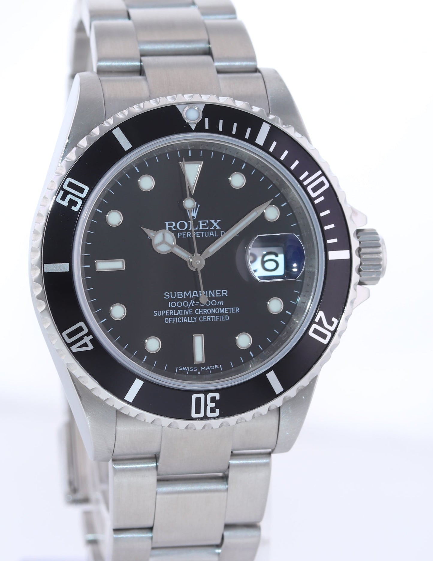 2008 ENGRAVED REHAUT Rolex Submariner Date 16610 Stainless Steel Black Watch