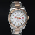 2004 Rolex DateJust 36mm Turn-O-Graph 116261 Rose Gold Two Tone Steel White Dial Watch