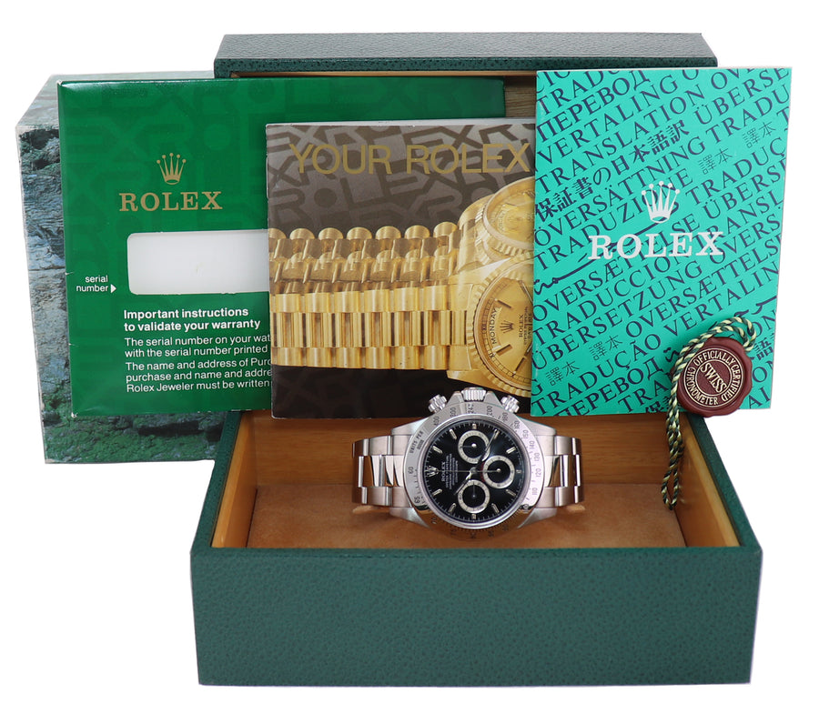 MINT Rolex 16520 Zenith Daytona Chronograph Black Dial 40mm Watch Box